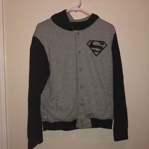 Reverse-able Batman and Superman varsity jacket